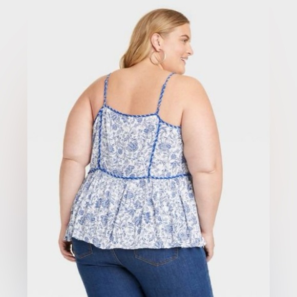 NWT Women's Flowy Tank Top - Knox Rose™ Blue Floral Size Large - Picture 3 of 3